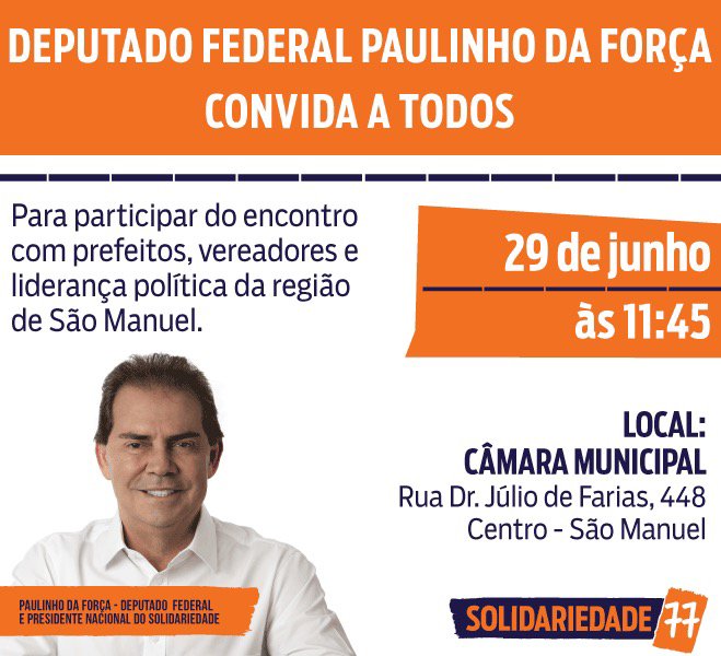 img-20180628-wa00077281978315169516664 Paulinho da Força se reúne com lideranças nesta sexta-feira