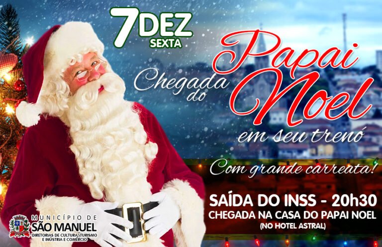 Papai Noel chegará de trenó no próximo dia 7 e acenderá as luzes de São Manuel