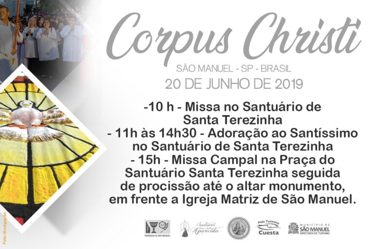 CONFIRA A PROGRAMAÇÃO RELIGIOSA CORPUS CHRISTI 2019