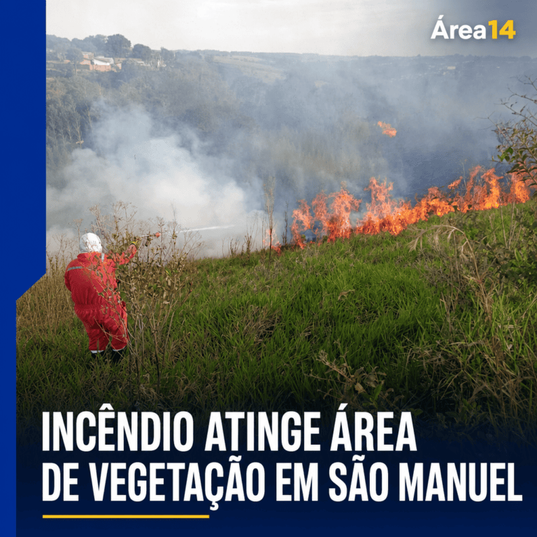 INCÊNDIO DE GRANDES PROPORÇÕES ATINGE ÁREA DE VEGETAÇÃO ENTRE BAIRROS DE SÃO MANUEL