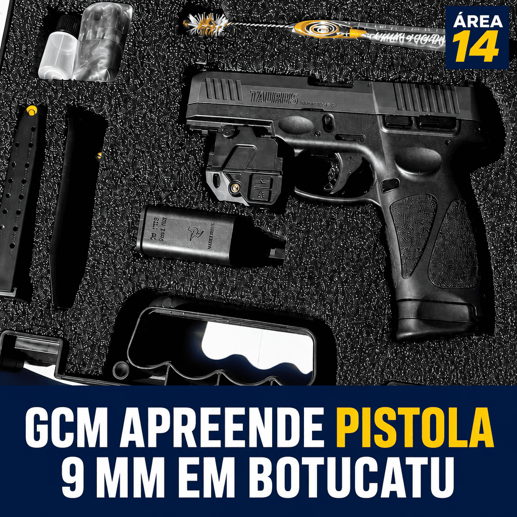 GCM PRENDE HOMEM POR PORTE ILEGAL DE ARMA APÓS OCORRÊNCIA ENVOLVENDO VEÍCULO EM BOTUCATU