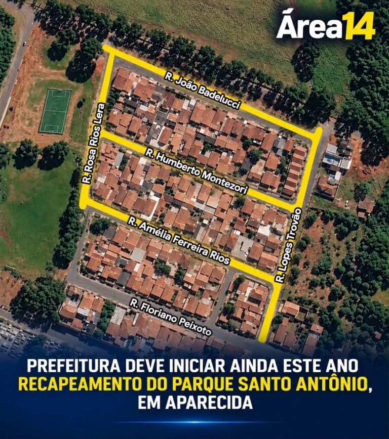 PREFEITURA DEVE INICIAR AINDA ESTE ANO RECAPEAMENTO DO PARQUE SANTO ANTÔNIO, EM APARECIDA