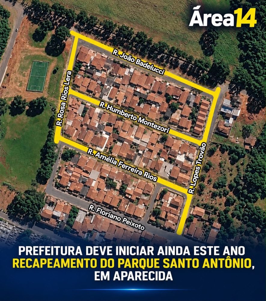 PREFEITURA DEVE INICIAR AINDA ESTE ANO RECAPEAMENTO DO PARQUE SANTO ANTÔNIO, EM APARECIDA