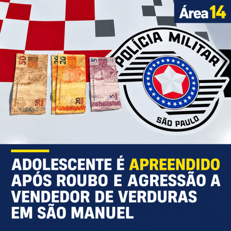 ADOLESCENTE É APREENDIDO SUSPEITO DE AGREDIR E ROUBAR FEIRANTE EM SÃO MANUEL