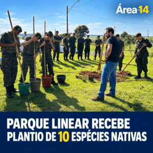 PARQUE LINEAR RECEBE PLANTIO DE 10 ESPÉCIES NATIVAS EM AÇÃO COM O TIRO DE GUERRA