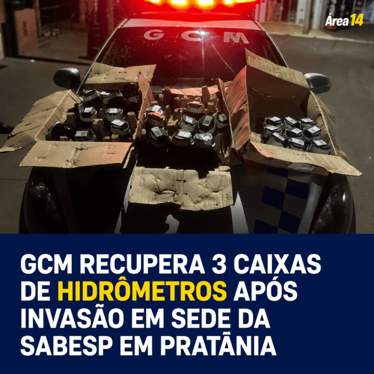 GCM RECUPERA TRÊS CAIXAS DE HIDRÔMETROS APÓS INVASÃO EM SEDE DA SABESP EM PRATÂNIA