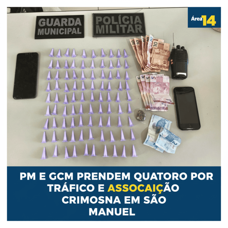 PM E GCM PRENDEM QUATRO POR TRÁFICO E ASSOCIAÇÃO CRIMINOSA EM SÃO MANUEL