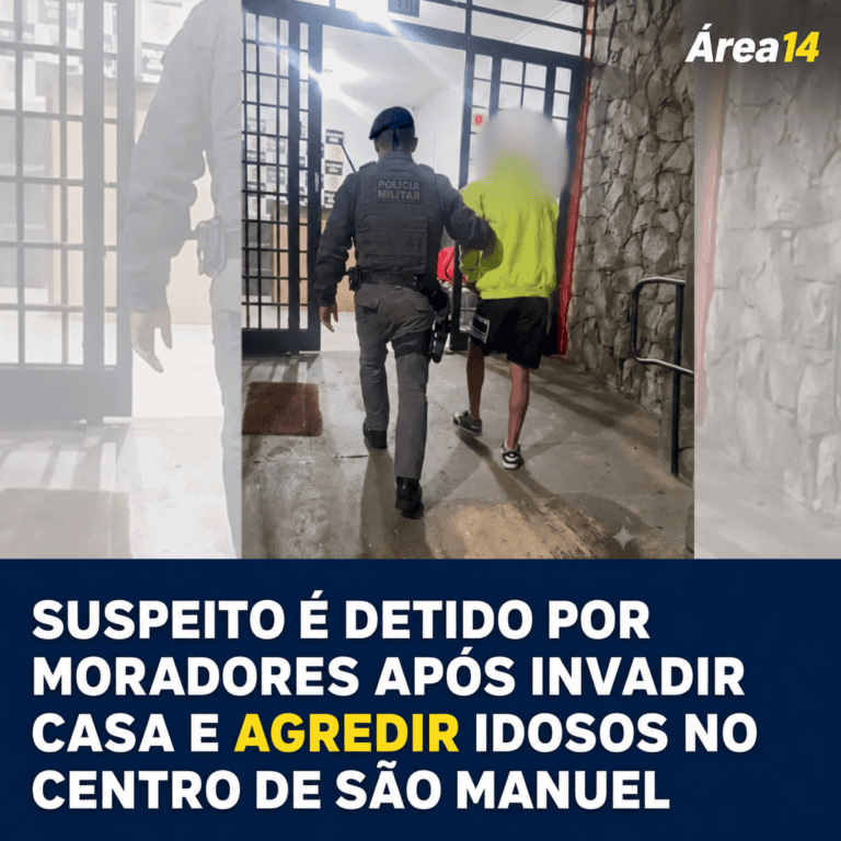 SUSPEITO É DETIDO POR MORADORES APÓS INVADIR CASA E AGREDIR IDOSOS NO CENTRO DE SÃO MANUEL