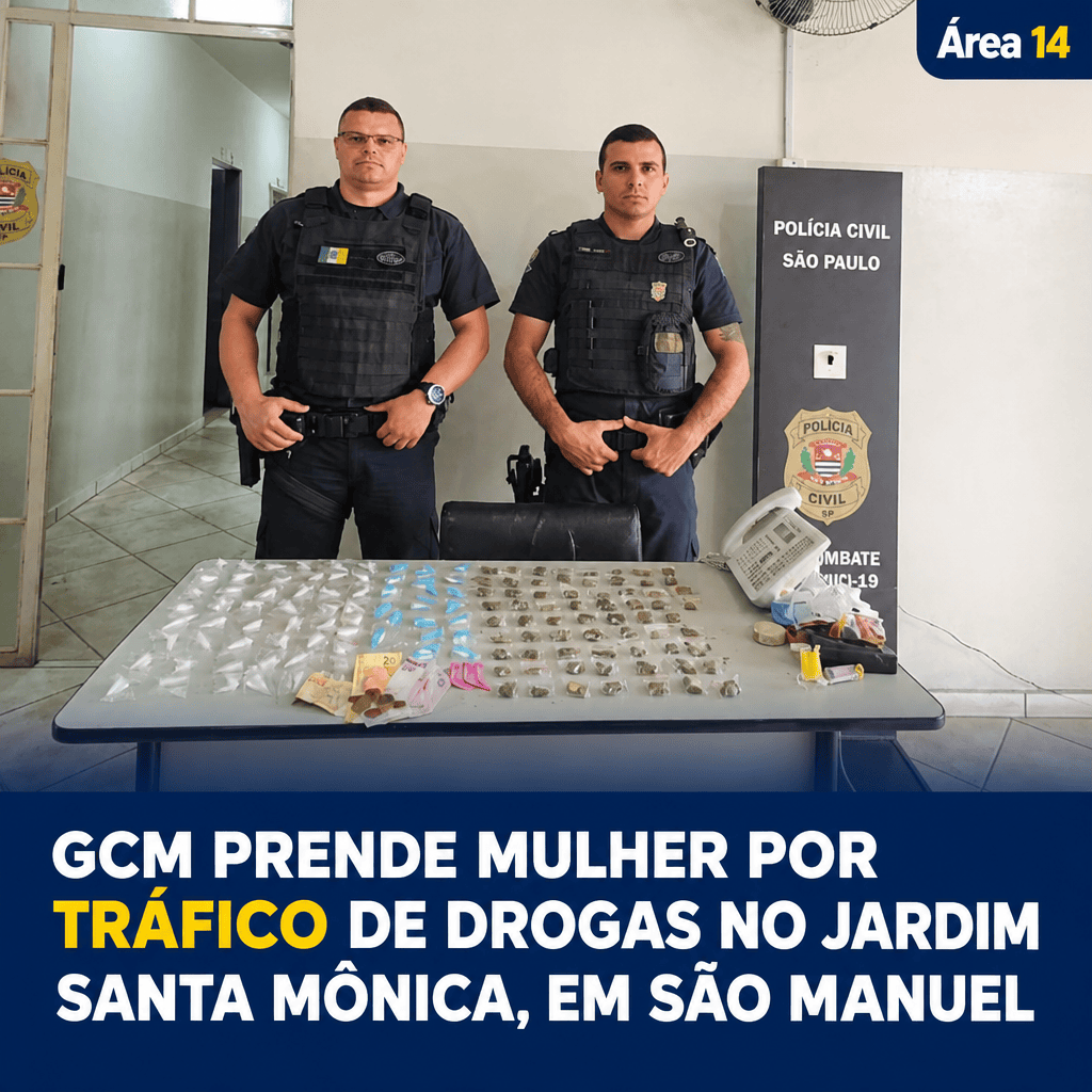 GCM PRENDE MULHER POR TRÁFICO DE DROGAS NO JARDIM SANTA MÔNICA, EM SÃO MANUEL