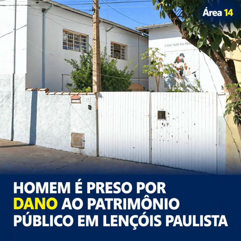 HOMEM É PRESO POR DANO AO PATRIMÔNIO PÚBLICO EM LENÇÓIS PAULISTA