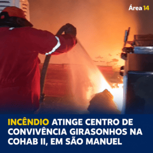INCÊNDIO ATINGE CENTRO DE CONVIVÊNCIA GIRASONHOS NA COHAB II, EM SÃO MANUEL