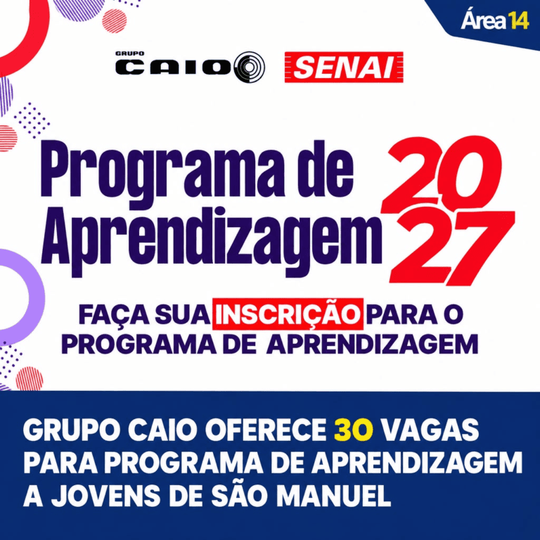 Grupo Caio abre 30 vagas para Programa de Aprendizagem destinado a jovens de São Manuel
