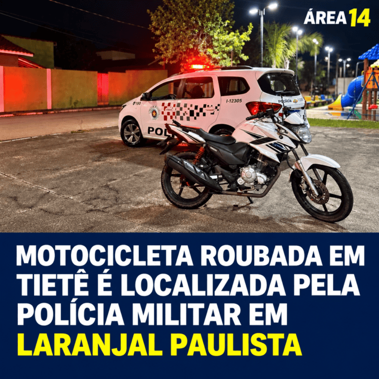 MOTOCICLETA ROUBADA EM TIETÊ É LOCALIZADA PELA POLÍCIA MILITAR EM LARANJAL PAULISTA