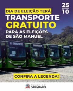 SÃO MANUEL TERÁ TRANSPORTE COLETIVO GRATUITO NO DOMINGO DE ELEIÇÃO