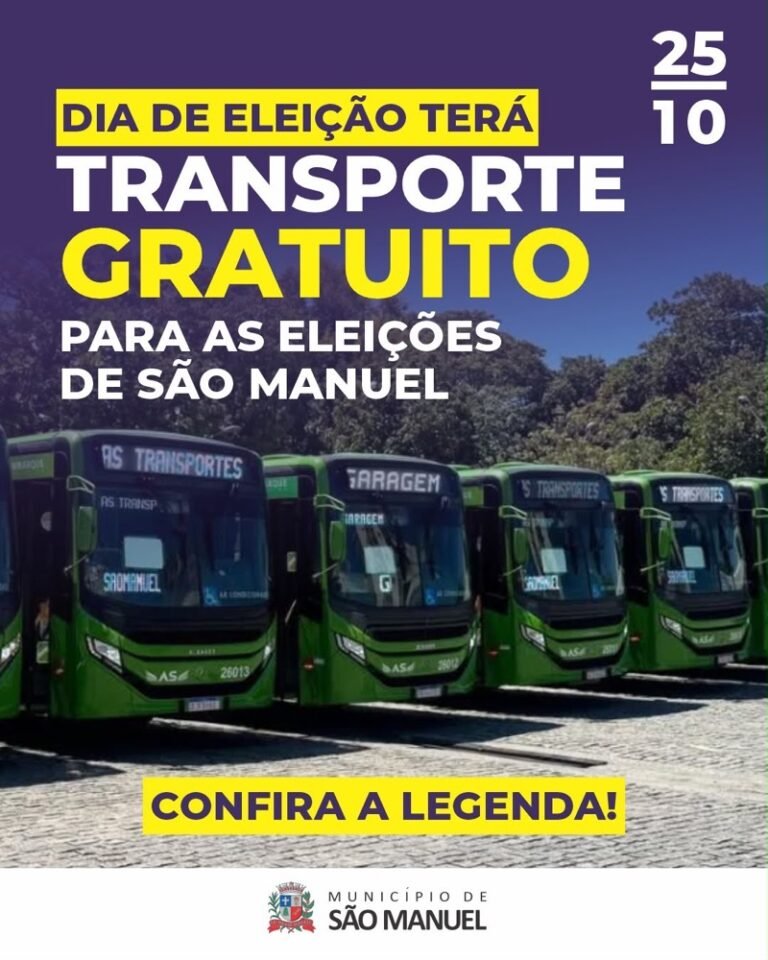SÃO MANUEL TERÁ TRANSPORTE COLETIVO GRATUITO NO DOMINGO DE ELEIÇÃO