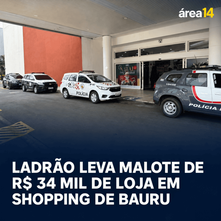 AINDA FORAGIDO: LADRÃO LEVA MALOTE DE R$ 34 MIL DE LOJA NO BAURU SHOPPING