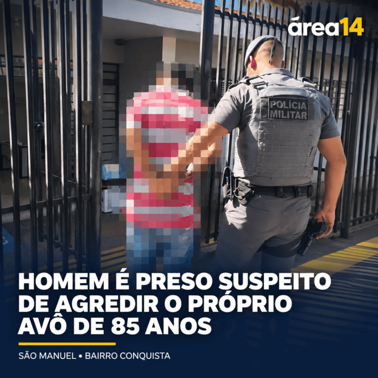 Homem é preso suspeito de agredir e ameaçar o próprio avô de 85 anos em São Manuel