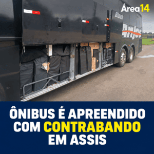 ÔNIBUS DE TURISMO É APREENDIDO COM MERCADORIAS CONTRABANDEADAS EM RODOVIA DE ASSIS
