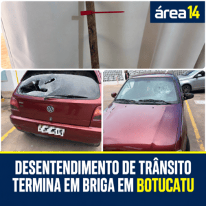 DESENTENDIMENTO NO TRÂNSITO TERMINA EM BRIGA E CARRO COM VIDROS QUEBRADOS EM BOTUCATU