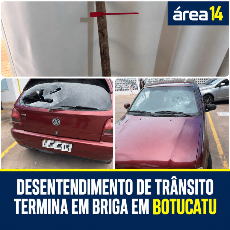 DESENTENDIMENTO NO TRÂNSITO TERMINA EM BRIGA E CARRO COM VIDROS QUEBRADOS EM BOTUCATU