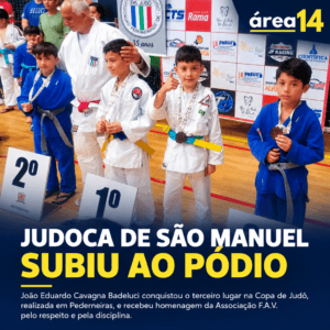 JUDOCA DE SÃO MANUEL SUBIU AO PÓDIO E RECEBEU HOMENAGEM POR DISCIPLINA