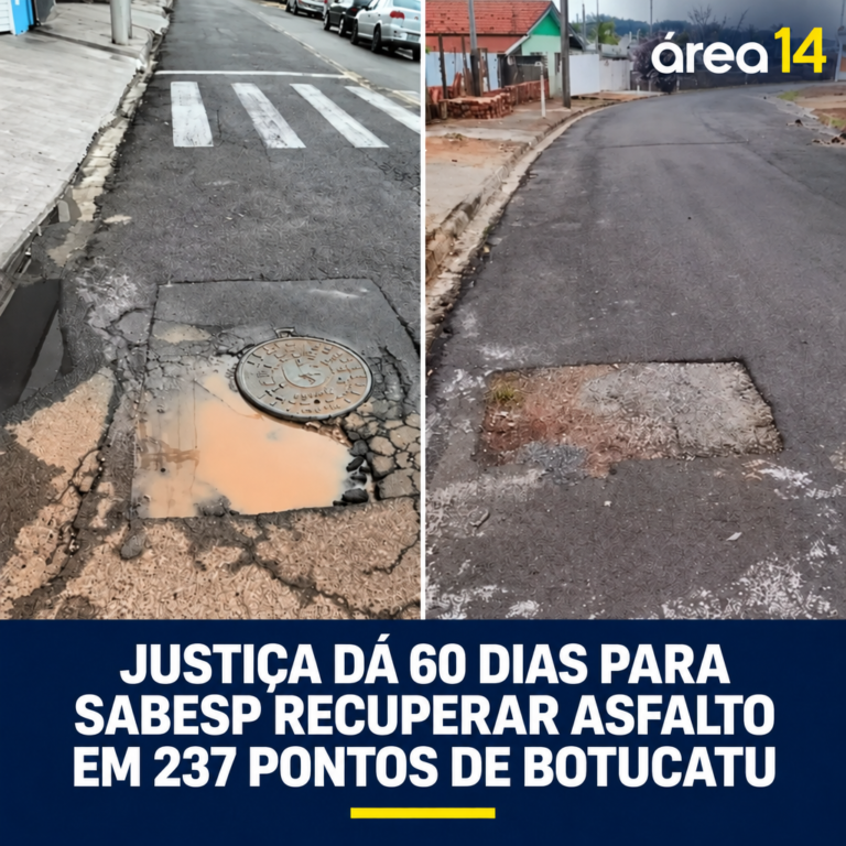 JUSTIÇA DÁ 60 DIAS PARA SABESP RECUPERAR ASFALTO EM 237 PONTOS DE BOTUCATU