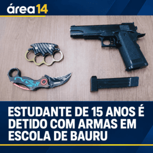 ESTUDANTE DE 15 ANOS É DETIDO COM ARMAS EM ESCOLA DE BAURU