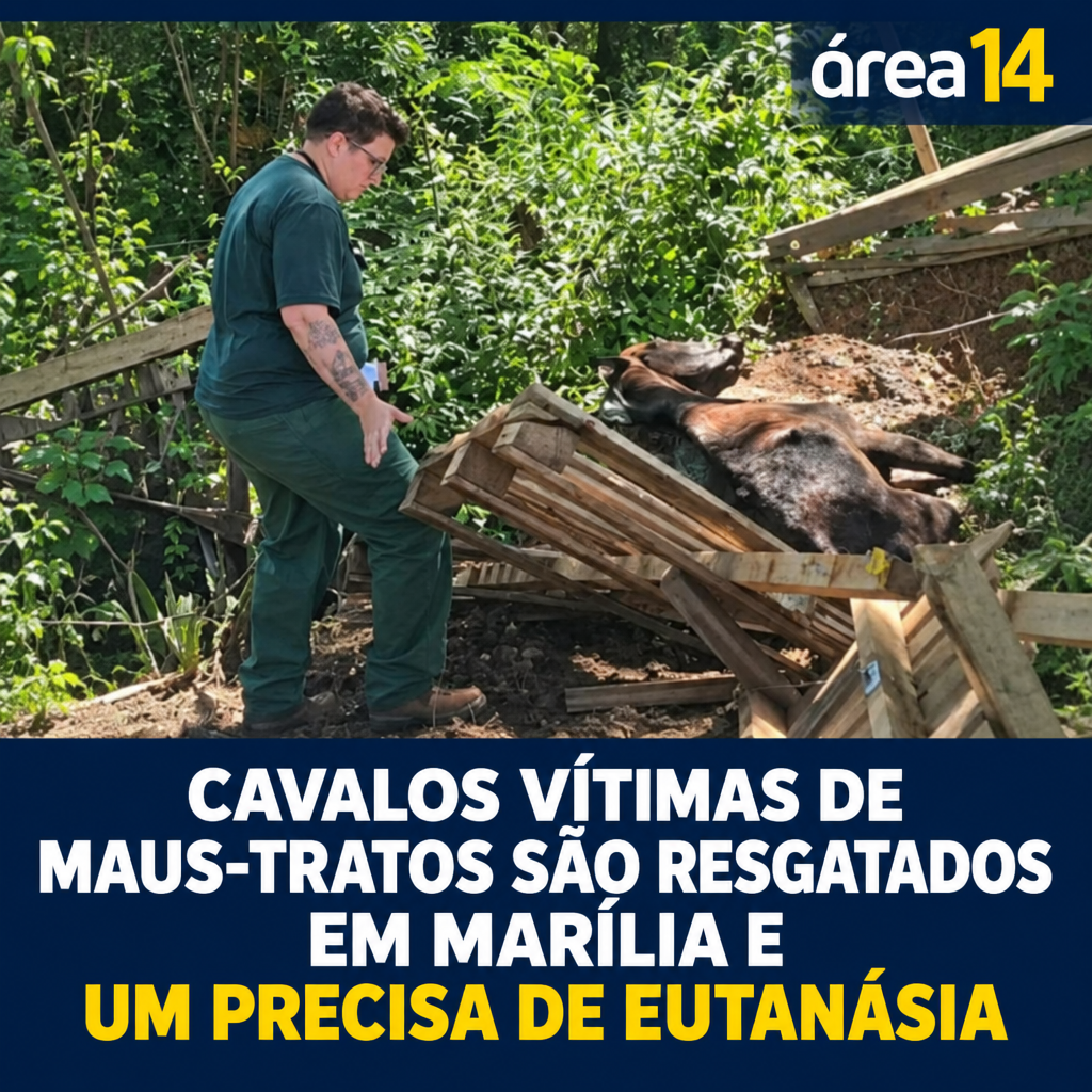 CAVALOS VÍTIMAS DE MAUS-TRATOS SÃO RESGATADOS EM MARÍLIA E UM PRECISA DE EUTANÁSIA
