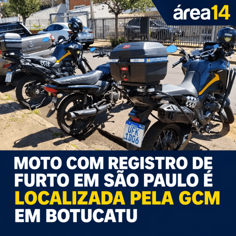 MOTO COM REGISTRO DE FURTO EM SÃO PAULO É LOCALIZADA PELA GCM EM BOTUCATU