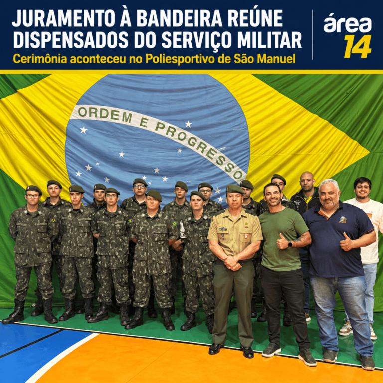 SÃO MANUEL REALIZA CERIMÔNIA DE JURAMENTO À BANDEIRA COM DISPENSADOS DO SERVIÇO MILITAR