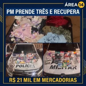 PM PRENDE TRÊS POR FURTOS EM FARMÁCIAS E RECUPERA R$ 21 MIL EM PRODUTOS