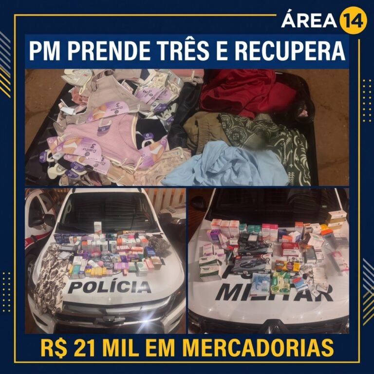 PM PRENDE TRÊS POR FURTOS EM FARMÁCIAS E RECUPERA R$ 21 MIL EM PRODUTOS