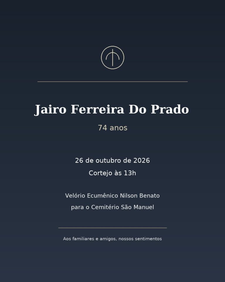 Falece Jairo Ferreira Do Prado aos 74 anos