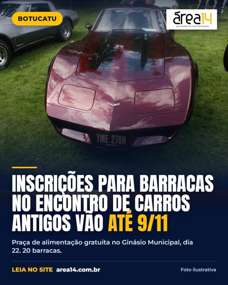Botucatu abre inscrições para barracas no Encontro de Carros Antigos; prazo vai até 9 de novembro