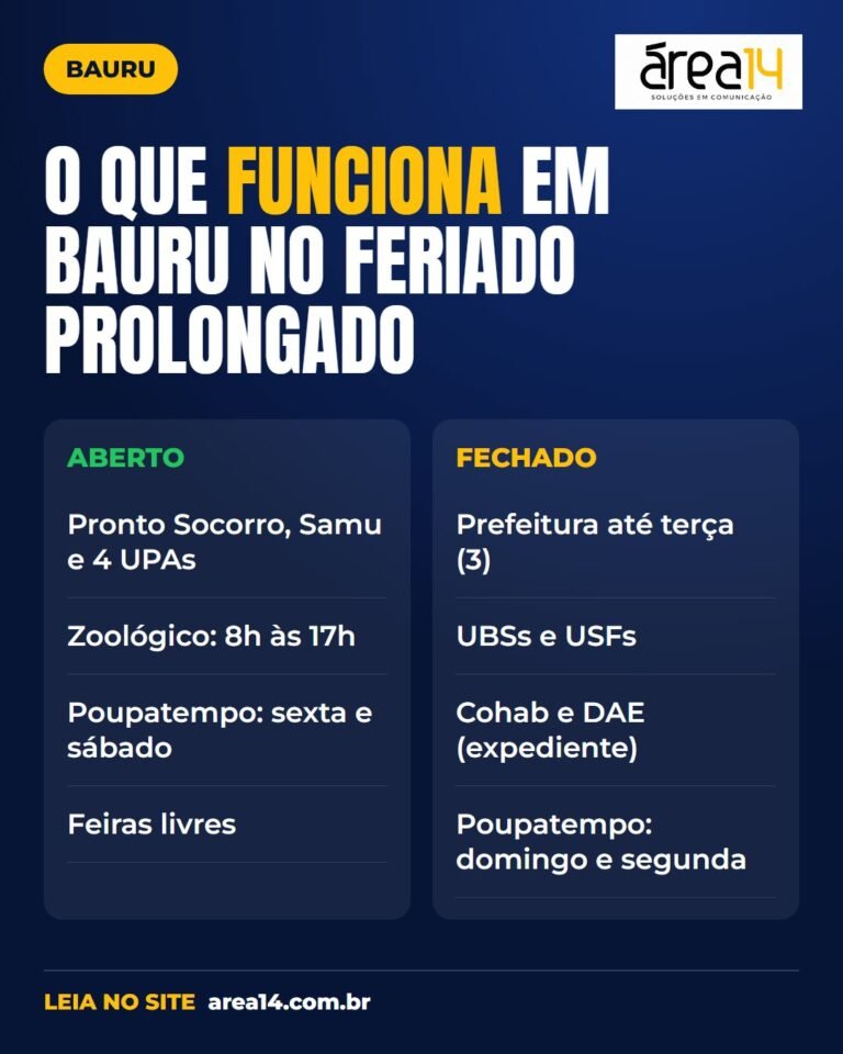 Veja o que funciona em Bauru no feriado prolongado de Finados